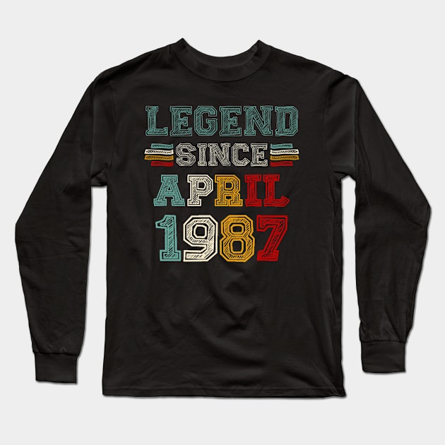 36 Years Old Legend Since April 1987 36th Birthday Long Sleeve T-Shirt by louismcfarland